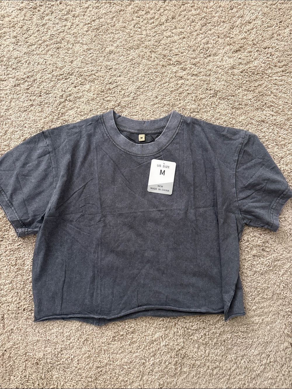 Kids Washed Charcoal Crop T‑Shirt - M